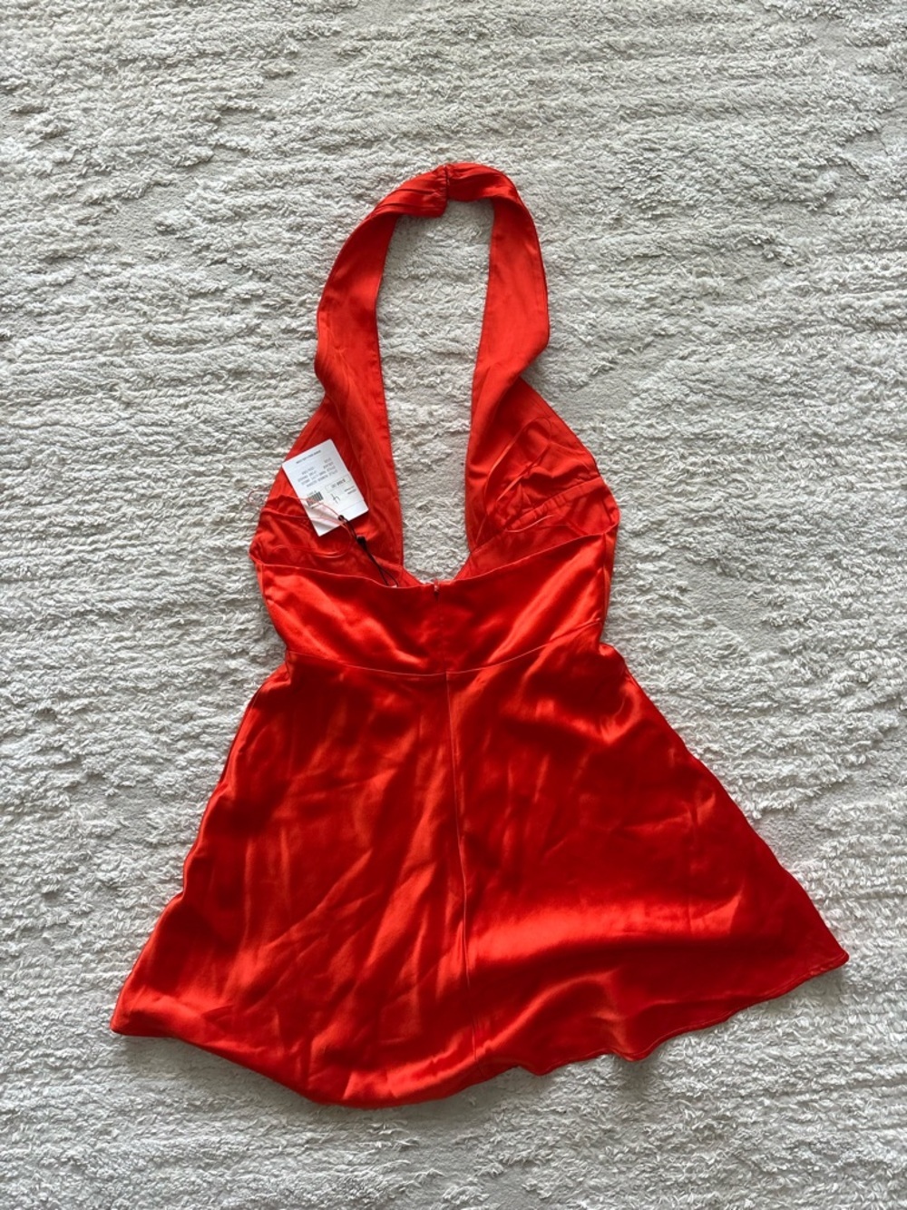 NWT Sau Lee red satin halter neck mini dress Size 4 - Picture 4 of 7